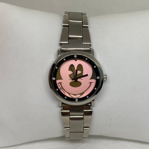 Disney princess pink Mickey Mouse dial silvertone watch 26mm up to 7.5” running - Picture 1 of 7